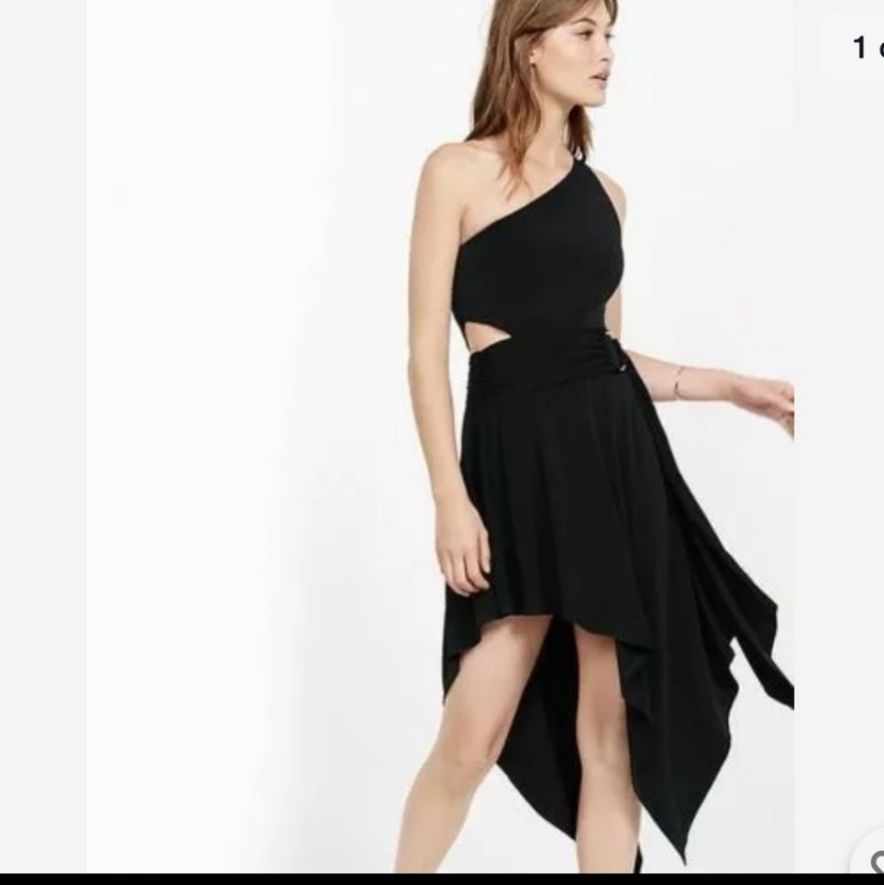 NWT Express Cut Out Asymmetrical Hem Black Dress
